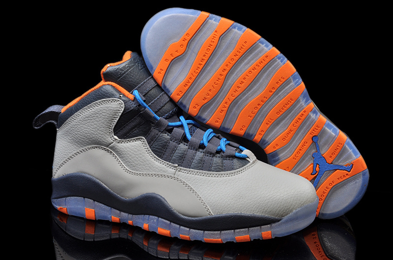 Air Jordan 10 Mens Shoes Gray/Blue/Orange Online